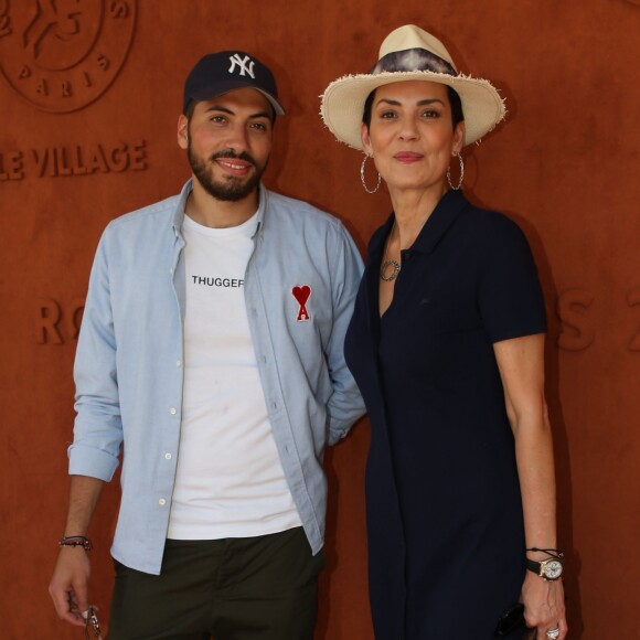 Cristina Cordula son fils Enzo au village lors des internationaux de tennis de Roland Garros à Paris, France, le 2 juin 2019. © Jacovides-Moreau/Bestimage