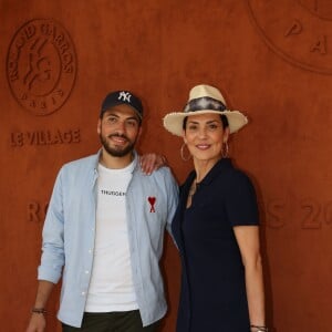 Cristina Cordula son fils Enzo au village lors des internationaux de tennis de Roland Garros à Paris, France, le 2 juin 2019. © Jacovides-Moreau/Bestimage