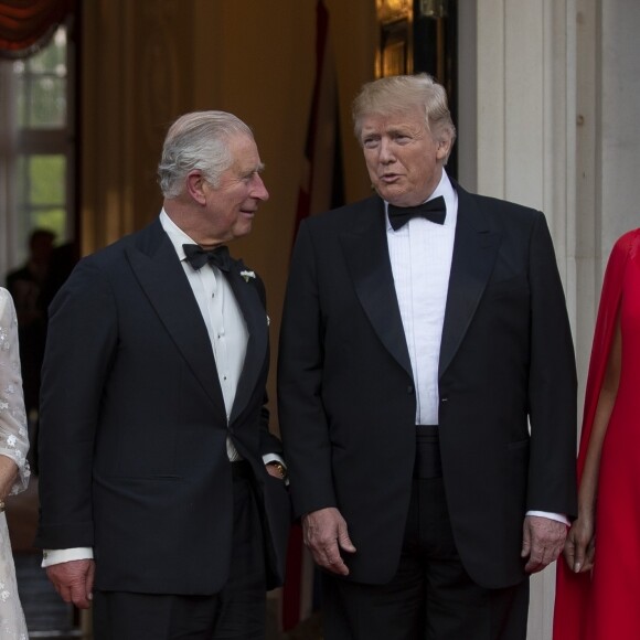 Donald Trump et sa femme Melania Trump avec le prince Charles et Camilla Parler Bowles, la duchesse de Cornouailles - Dîner en l'honneur du président D. Trump à la Winfield House, Londres, lors de sa visite officielle au Royaume Uni, le 4 juin 2019.