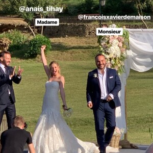 Image du mariage de François-Xavier Demaison et Anaïs Tihay, le 7 juin 2019 au château de Valmy à Argelès-sur-Mer (Pyrénées-Orientales), partagée par Laurie Cholewa dans sa story Instagram.