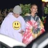 Exclusif - Justin Bieber et sa femme Hailey Baldwin Bieber à la sortie d'un dîner avec des amis à Malibu. Les deux tourtereaux ont échangé leurs hauts entre leur arrivée et leur sortie du restaurant. Los Angeles, le 6 juin 2019.