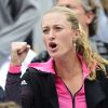 Kristina Mladenovic, la compagne de Dominic Thiem, assiste au match de son chéri à Roland Garros. Paris, France, le 8 juin 2019.