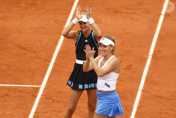 Timea Babos et Kristina Mladenovic ont remporté la finale du double dames lors des internationaux de France de tennis de Roland-Garros 2019 à Paris le 9 juin 2019 © Gwendoline Le Goff / Panoramic / Bestimage