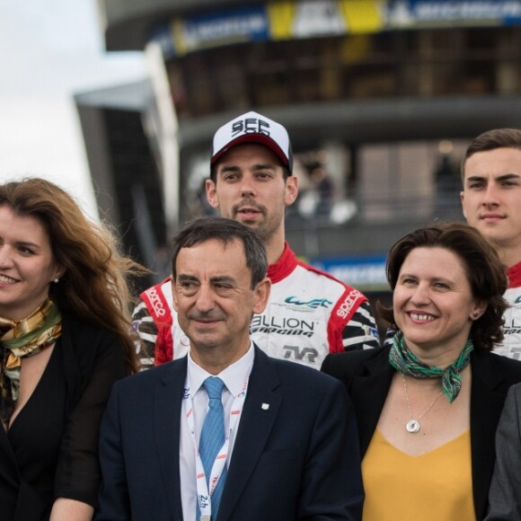 Tony Parker, la princesse Charlene de Monaco, Jean Todt, président de la FIA et envoyé spécial de l'ONU pour la prévention routière, Marlène Schiappa, secrétaire d'état chargé de l'égalité entre hommes et femmes et lutte contre les discriminations, Pierre Fillon, président de l'Automobile club de l'ouest, Roxana Maracineanu, ministre des sports - La princesse Charlene de Monaco, ambassadrice de la campagne de prévention routière 3500lives, donnera le départ des 24 heures du Mans le 15 juin 2019. © Cyril Moreau / Bestimage