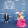 Sophie Thalmann (robe Christophe Guillarmé) et son fils Robin Soumillon au Prix de Diane Longines à l'hippodrome de Chantilly, le 16 juin 2019. © Marc Ausset-Lacroix/Bestimage