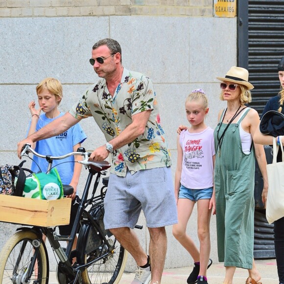 Exclusif - Naomi Watts et son ex-compagnon Liev Schreiber se retrouvent pour une journée en famille avec leurs enfants Samuel "Sammy" Kai et Alexander "Sasha" Pete à New York, le 2 juin 2019.