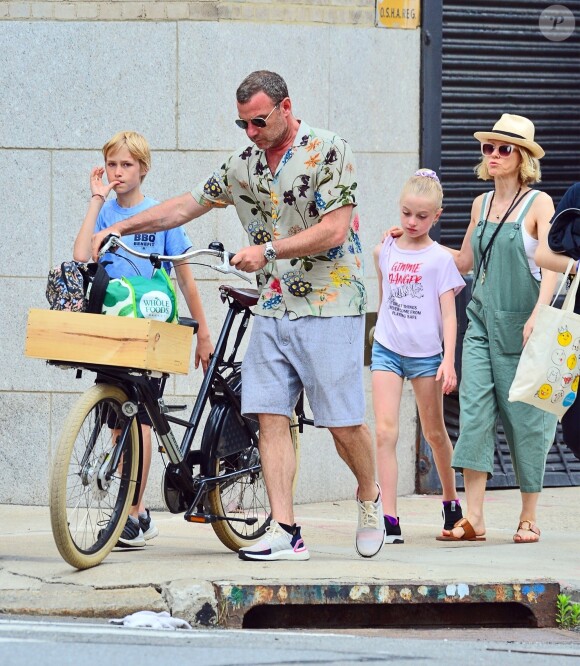 Exclusif - Naomi Watts et son ex-compagnon Liev Schreiber se retrouvent pour une journée en famille avec leurs enfants Samuel "Sammy" Kai et Alexander "Sasha" Pete à New York, le 2 juin 2019.