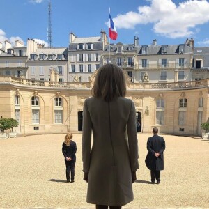 Brigitte Macron a reçu la première dame ukrainienne Olena Zelenska au palais de l'Elysée, à Paris, le 17 juin 2019.