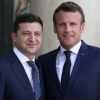 Le président Emmanuel Macron accueille le président de l'Ukraine Volodymyr Zelensky au palais de l'Elysée à Paris le 17 juin 2019. © Stéphane Lemouton / Bestimage