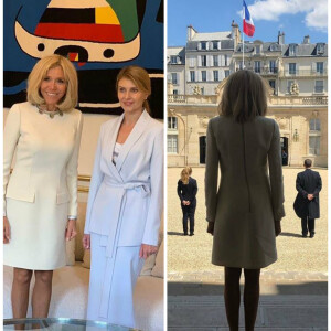 Brigitte Macron a reçu la première dame ukrainienne Olena Zelenska au palais de l'Elysée, à Paris, le 17 juin 2019.