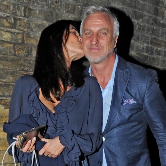 Exclusif - David Ginola et sa compagne Maeva Denat quittent le restaurant Chiltern Firehouse à Londres le 10 novembre 2018.