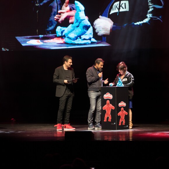 Exclusif - Richard Orlinski et Bernard Montiel - Spectacle de Richard Orlinski "Tête de Kong !" à l'Olympia à Paris le 17 juin 2019. © Cyril Moreau-Tiziano Da Silva/Bestimage