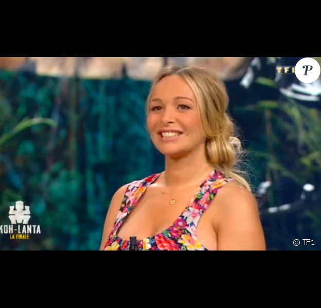 Cindy et son compagnon Thomas face à Denis Brogniart dans "Koh-Lanta 2019, la finale", sur TF1 le 21 juin.