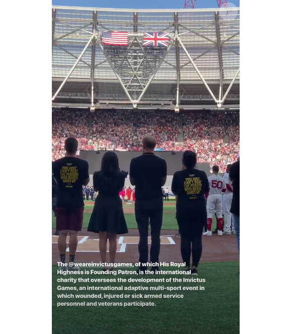 Meghan Markle et le prince Harry au parc olympique de Londres pour un match de baseball, le 29 juin 2019.