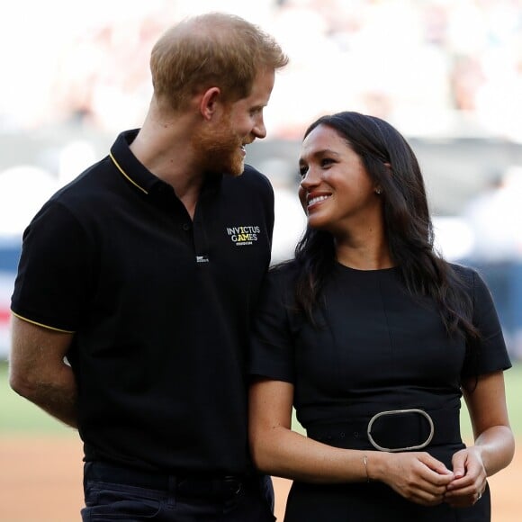 Le prince Harry, duc de Sussex, et Meghan Markle, duchesse de Sussex vont saluer les équipes de baseball "Boston Red Sox" et "New York Yankees" dans leurs vestiaires dans le cadre des Invictus Games 2019 au London Stadium. Londres, le 29 juin 2019.