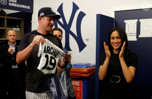 Le prince Harry, duc de Sussex, et Meghan Markle, duchesse de Sussex vont saluer les équipes de baseball "Boston Red Sox" et "New York Yankees" dans leurs vestiaires dans le cadre des Invictus Games 2019 au London Stadium. Londres, le 29 juin 2019.