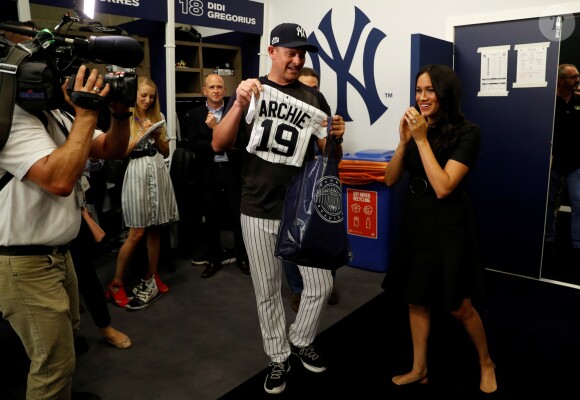 Le prince Harry, duc de Sussex, et Meghan Markle, duchesse de Sussex vont saluer les équipes de baseball "Boston Red Sox" et "New York Yankees" dans leurs vestiaires dans le cadre des Invictus Games 2019 au London Stadium. Londres, le 29 juin 2019.
