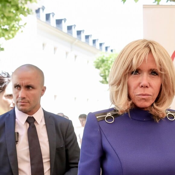 Brigitte Macron lors de la réunion des ministres de l'éducation en marge du G7 au centre international d'études pédagogiques à Sèvres le 4 juillet 2019. © Stéphane Lemouton / Bestimage