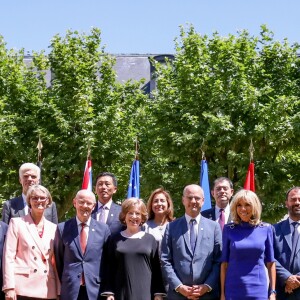 Jean-Michel Blanquer, ministre de l'éducation nationale, Audrey Azoulay, directrice générale de l'Unesco, Brigitte Macron lors de la réunion des ministres de l'éducation en marge du G7 au centre international d'études pédagogiques à Sèvres le 4 juillet 2019. © Stéphane Lemouton / Bestimage