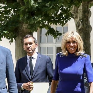 Jean-Michel Blanquer, ministre de l'éducation nationale, Pierre-Olivier Costa (Directeur de cabinet de Brigitte Macron), Brigitte Macron lors de la réunion des ministres de l'éducation en marge du G7 au centre international d'études pédagogiques à Sèvres le 4 juillet 2019. © Stéphane Lemouton / Bestimage