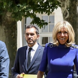 Jean-Michel Blanquer, ministre de l'éducation nationale, Pierre-Olivier Costa (Directeur de cabinet de Brigitte Macron), Brigitte Macron lors de la réunion des ministres de l'éducation en marge du G7 au centre international d'études pédagogiques à Sèvres le 4 juillet 2019. © Stéphane Lemouton / Bestimage