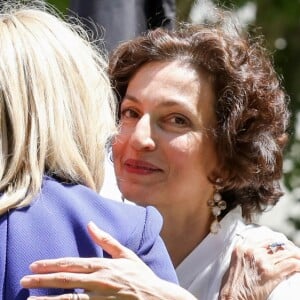 Brigitte Macron, Audrey Azoulay, directrice générale de l'Unesco lors de la réunion des ministres de l'éducation en marge du G7 au centre international d'études pédagogiques à Sèvres le 4 juillet 2019. © Stéphane Lemouton / Bestimage