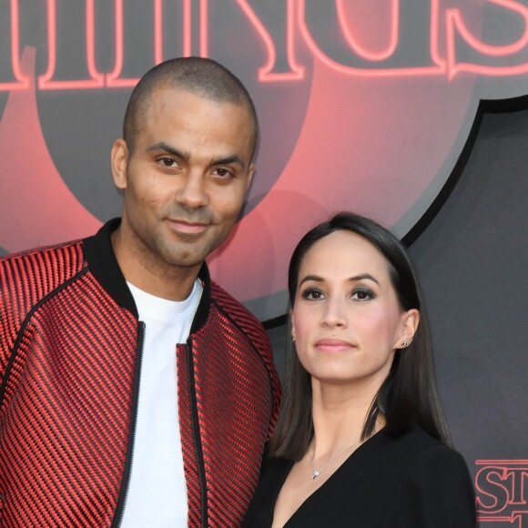 Tony Parker et sa femme Axelle Francine à la première de la série Netflix "Stranger Things - Saison 3" au cinéma Le Grand Rex à Paris, le 4 juillet 2019. © Guirec Coadic/Bestimage