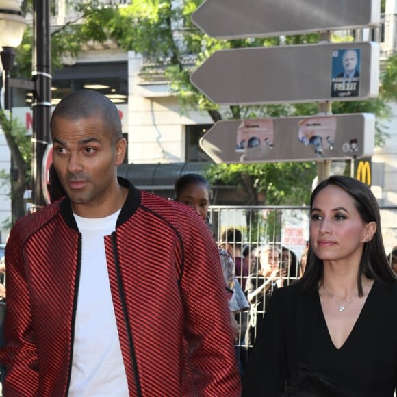 Tony Parker et sa femme Axelle Francine à la première de la série Netflix "Stranger Things - Saison 3" au cinéma Le Grand Rex à Paris, le 4 juillet 2019. © Guirec Coadic/Bestimage