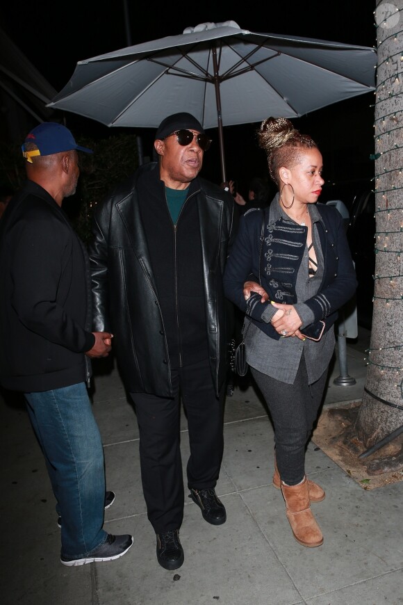 Stevie Wonder et sa femme Tomeeka Bracy lors d'un dîner au restaurant Mr. Chow à Beverly Hills, le 16 avril 2019