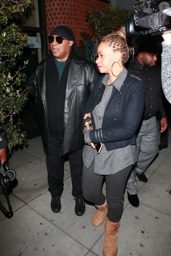 Stevie Wonder et sa femme Tomeeka Bracy lors d'un dîner au restaurant Mr. Chow à Beverly Hills, le 16 avril 2019