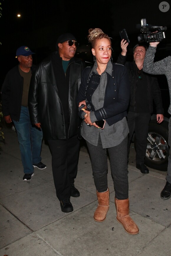 Stevie Wonder et sa femme Tomeeka Bracy lors d'un dîner au restaurant Mr. Chow à Beverly Hills, le 16 avril 2019