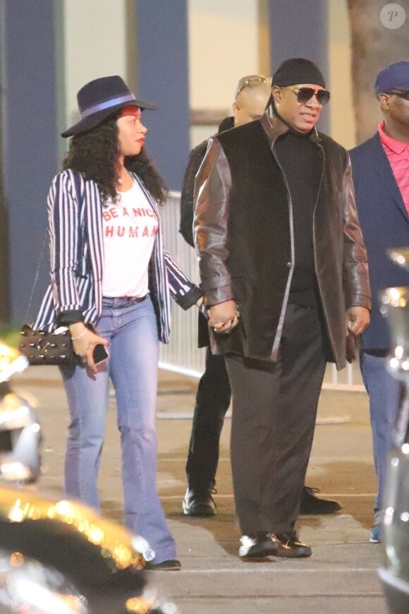 Stevie Wonder et sa femme Tomeeka Bracy à la soirée d'anniversaire de Diana Ross à Hollywood, le 26 mars 2019.