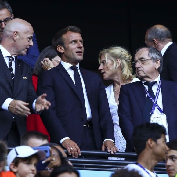 Gianni Infantino (President FIFA)/ Emmanuel Macron / Noël Le Graët (President FFF) - Finale de la coupe du monde féminine de football, USA vs Pays Bas à Lyon le 7 juillet 2019. Les Etats-Unis ont remporté la finale sur le score de 2 à 0. © Gwendoline Le Goff/Panoramic/Bestimage