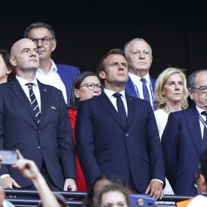 Gianni Infantino (President FIFA) / Emmanuel Macron / Noël Le Graët (President FFF) / Jean Michel Aulas (President Olympique Lyonnais OL) / Gérard Collomb (Maire de Lyon) - Finale de la coupe du monde féminine de football, USA vs Pays Bas à Lyon le 7 juillet 2019. Les Etats-Unis ont remporté la finale sur le score de 2 à 0. © Gwendoline Le Goff/Panoramic/Bestimage