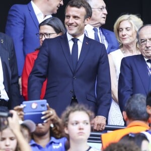 Gianni Infantino (President FIFA) / Emmanuel Macron / Noël Le Graët (President FFF) - Finale de la coupe du monde féminine de football, USA vs Pays Bas à Lyon le 7 juillet 2019. Les Etats-Unis ont remporté la finale sur le score de 2 à 0. © Gwendoline Le Goff/Panoramic/Bestimage