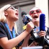 Megan Rapinoe - Les membres de l'équipe féminine de football américaine lors d'une parade de la victoire sur Broadway à New York le 10 juillet 2019. © Sonia Moskowitz/Globe