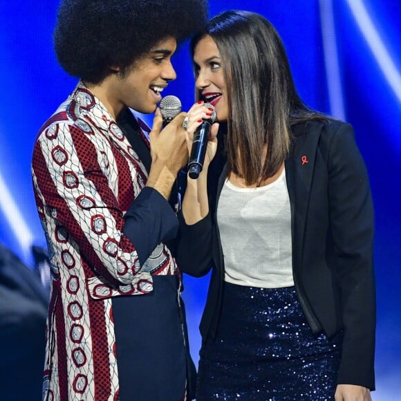 Exclusif - Gwendal Marimoutou, Elisa Tovati - Enregistrement de l'émission "Les 40 ans de Starmania" les stars chantent pour le Sidaction au Palais des Congrès à Paris, le 29 mars 2019. © Pierre Perusseau/Bestimage