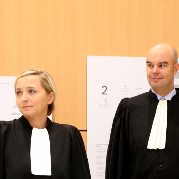 Exclusif - Maître Carine Piccio (avocate de David Hallyday), Maître Emmanuel Ravanas (avocat de Laura Smet), Maître Pierre-Jean Douvier (avocat de David Hallyday) lors de l'audience en référé au Tribunal de Grande Instance de Paris concernant la demande de gel des royalties concernant les ventes de l'album posthume de Johnny Hallyday le 27 novembre 2018.  No Web en Suisse / Belgique27/11/2018 - Paris