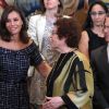 La reine Letizia d'Espagne assiste au congrès international de l'Association internationale d'études sur la communication sociale au Palais de la Zarzuela à Madrid le 16 juillet 2019.