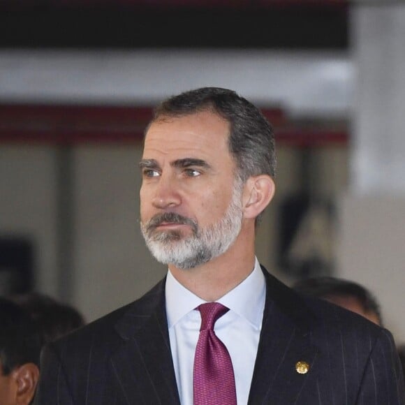 Le roi Felipe VI et la reine Letizia d'Espagne (en robe & Other Stories) lors de l'inauguration du 38ème Salon international d'art contemporain (ARCO) à Madrid.
