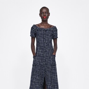 La robe Zara portée par Letizia d'Espagne le 16 juillet 2019 à Madrid.