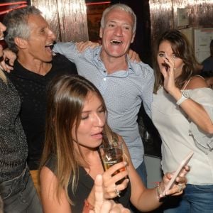 Semi-Exclusif - Didier Deschamps fête sa victoire avec sa femme Claude, Nagui et sa femme Mélanie Page et des amis à la Gioia et au VIP Room à Saint-Tropez, le 21 juillet 2018. © Rachid Bellak/Bestimage