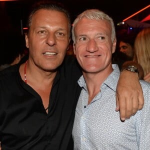 Semi-Exclusif - Didier Deschamps fête sa victoire avec sa femme Claude, Nagui et sa femme Mélanie Page et des amis à la Gioia et au VIP Room à Saint-Tropez, le 21 juillet 2018. © Rachid Bellak/Bestimage