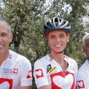 Paul Belmondo, Sylvie Tellier, Satya Oblet (Oblette) - Personnalités lors de l'Etape du Coeur 2019 au profit de l'association "Mécénat Chirurgie Cardiaque" à Nîmes. Le 23 juillet 2019 © Christophe Clovis / Bestimage