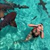 Thylane Blondeau aux Bahamas. Avril 2019.