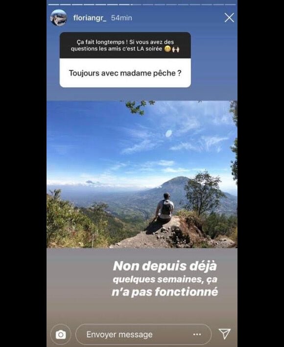 Florian (Mariés au premier regard) annonce sa rupture avec sa compagne, le 26 juillet 2019 sur Instagram.