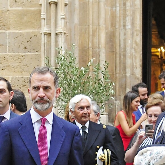 Exclusif - Le roi Felipe VI d'Espagne assistait le 10 septembre 2017 au mariage de Martina Jaudenes, sa filleule, et de Luis Abascal, célébré à Palma de Majorque.