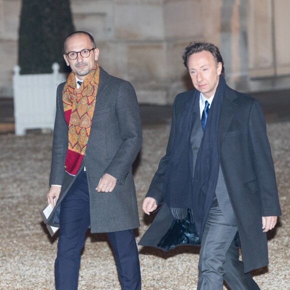 Stéphane Bern et son compagnon Lionel Bounoua - Le grand-duc et la grande-duchesse de Luxembourg assistent au Dîner d'Etat, au Palais présidentiel de l'Elysée, offert par le président de la République française et sa femme la Première Dame à l'occasion d'une Visite d'Etat en France à Paris, France, le 19 mars 2018. © Jacovides-Moreau/Bestimage