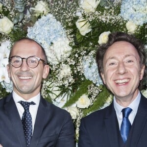 Stéphane Bern et son compagnon Lionel Bounoua - Photocall de la 16ème soirée Sidaction dans la salle de réception du Pavillon d'Armenonville à Paris, France, le 26 janvier 2018. © Olivier Borde/Bestimage