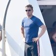 Matt Damon avec sa femme Luciana Barroso, leurs filles Stella, Gia et Isabella, et des amis sur un yacht au large de Portofino. Au programme: paddle, jeux nautiques, et bons petits plats. Portofino, le 11 juillet 2019.